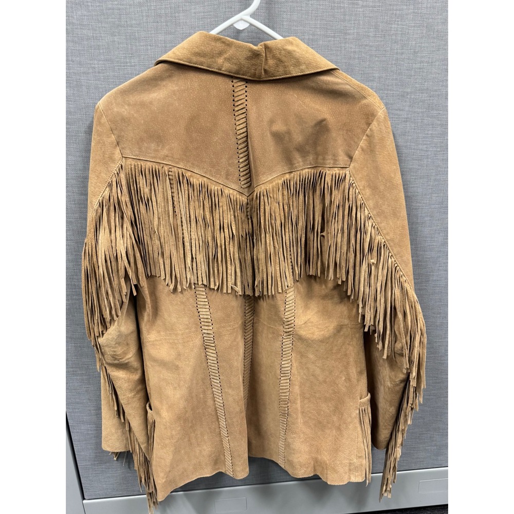 Scully Womens Tan Suede Leather Fringe Western Blazer Jacket Whipstitch Size M - Picture 8 of 8